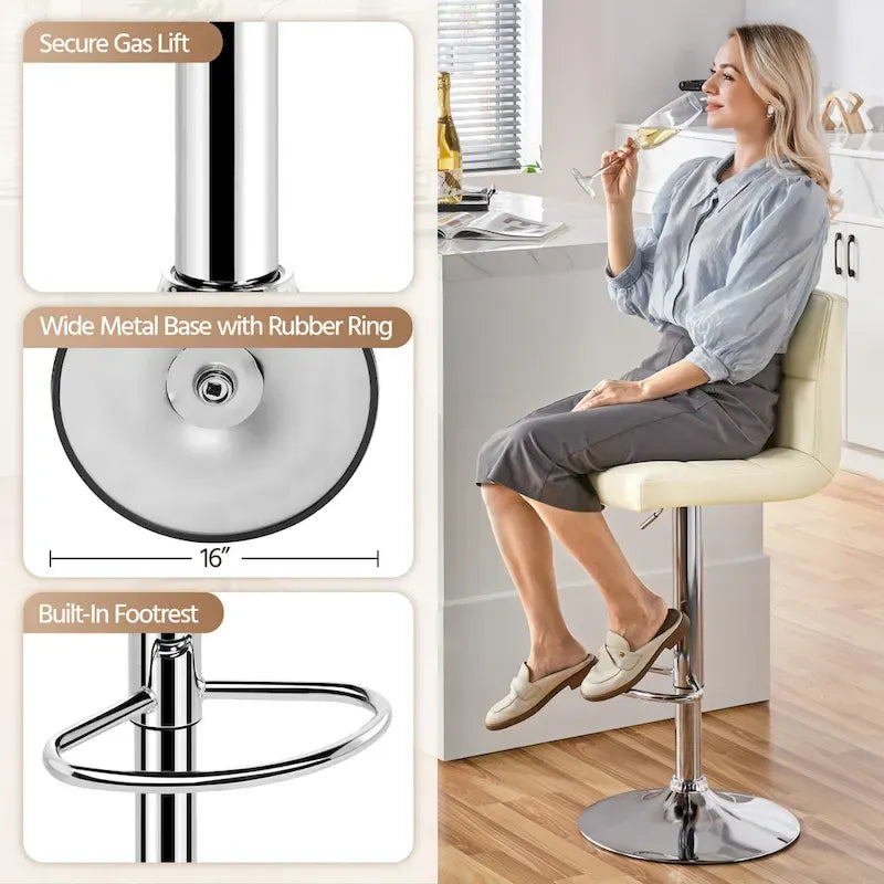 Yaheetech 2pcs Adjustable Modern Faux Leather Swivel Bar Chairs