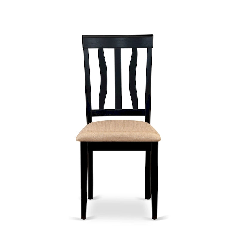 East West Furniture Dining Table Set- A Round Kitchen Table and Dining Chairs, Black & Cherry (Pieces & Seat Type Options)