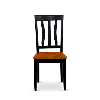 East West Furniture Dining Table Set- A Round Kitchen Table and Dining Chairs, Black & Cherry (Pieces & Seat Type Options)