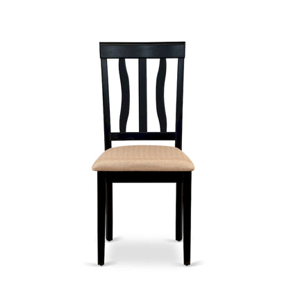 East West Furniture Dining Table Set- A Round Kitchen Table and Dining Chairs, Black & Cherry (Pieces & Seat Type Options)