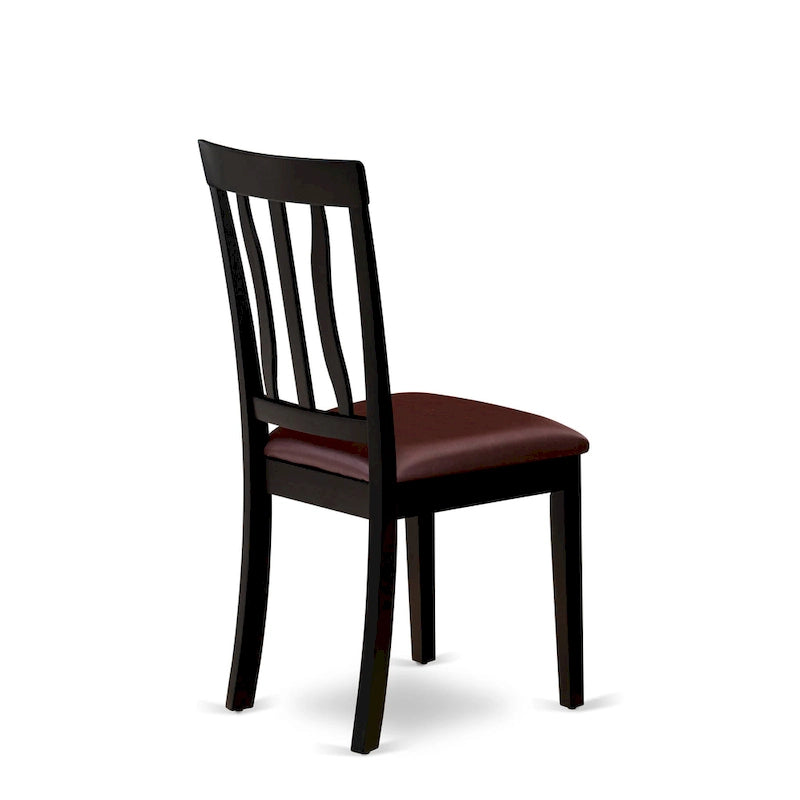 East West Furniture Dining Table Set- A Round Kitchen Table and Dining Chairs, Black & Cherry (Pieces & Seat Type Options)