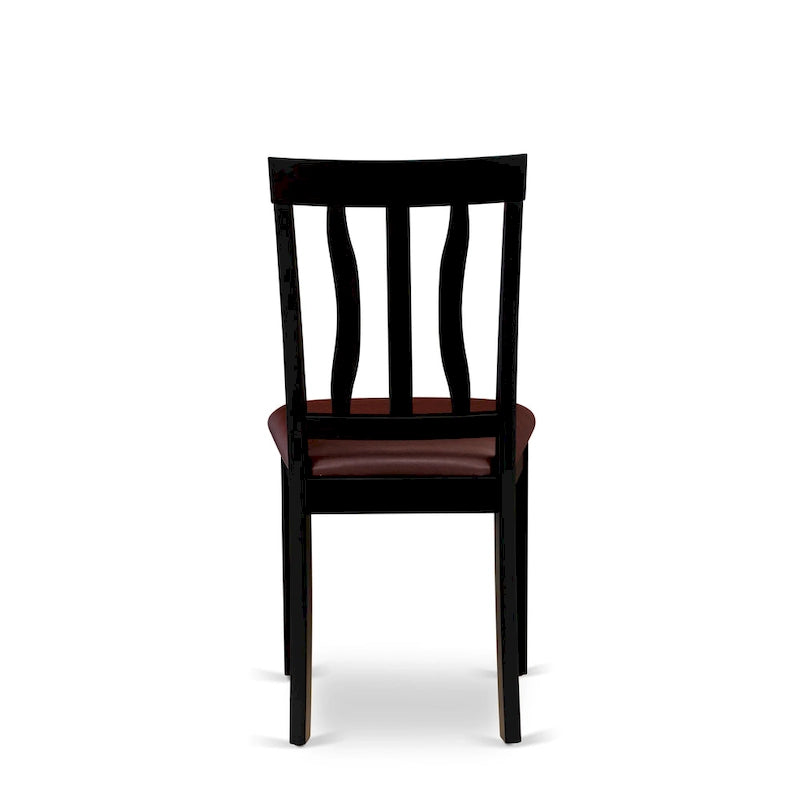 East West Furniture Dining Table Set- A Round Kitchen Table and Dining Chairs, Black & Cherry (Pieces & Seat Type Options)