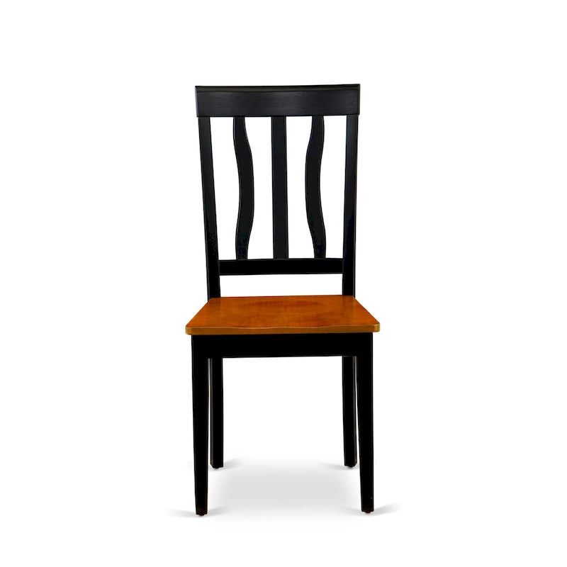 East West Furniture Dining Table Set- A Round Kitchen Table and Dining Chairs, Black & Cherry (Pieces & Seat Type Options)