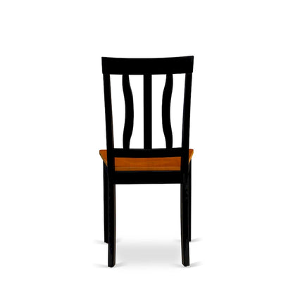 East West Furniture Dining Table Set- A Round Kitchen Table and Dining Chairs, Black & Cherry (Pieces & Seat Type Options)