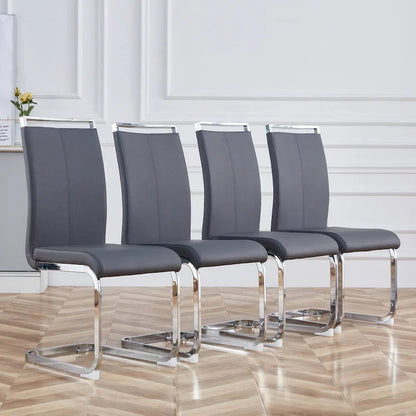 Dining Chair with C-shaped Chrome Metal Legs(Set of 4)