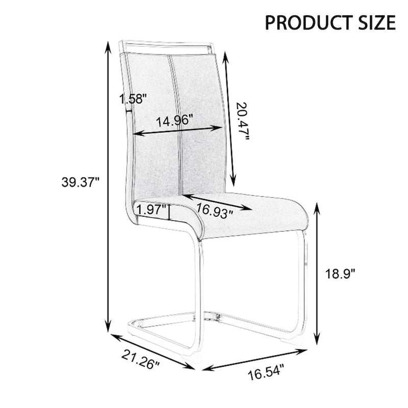 Dining Chair with C-shaped Chrome Metal Legs(Set of 4)