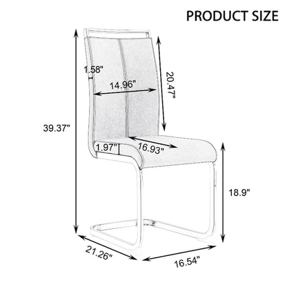 Dining Chair with C-shaped Chrome Metal Legs(Set of 4)