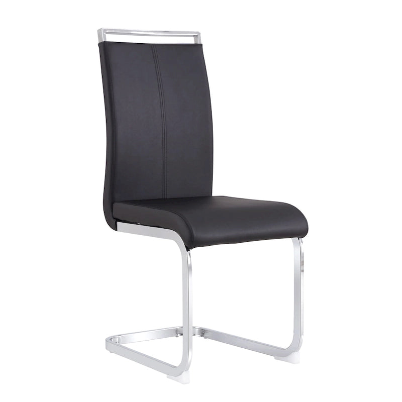 Dining Chair with C-shaped Chrome Metal Legs(Set of 4)