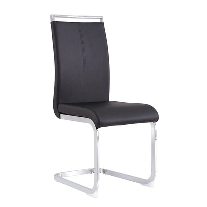 Dining Chair with C-shaped Chrome Metal Legs(Set of 4)