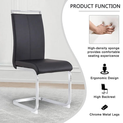 Dining Chair with C-shaped Chrome Metal Legs(Set of 4)