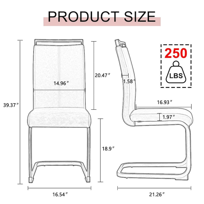 Dining Chair with C-shaped Chrome Metal Legs(Set of 4)