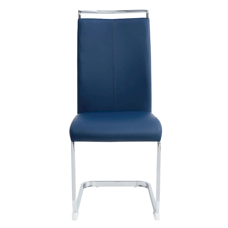 Dining Chair with C-shaped Chrome Metal Legs(Set of 4)