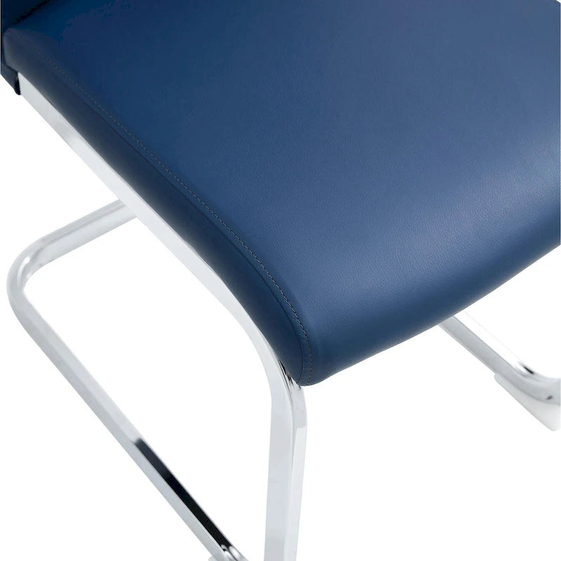 Dining Chair with C-shaped Chrome Metal Legs(Set of 4)