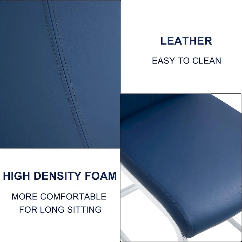 Dining Chair with C-shaped Chrome Metal Legs(Set of 4)