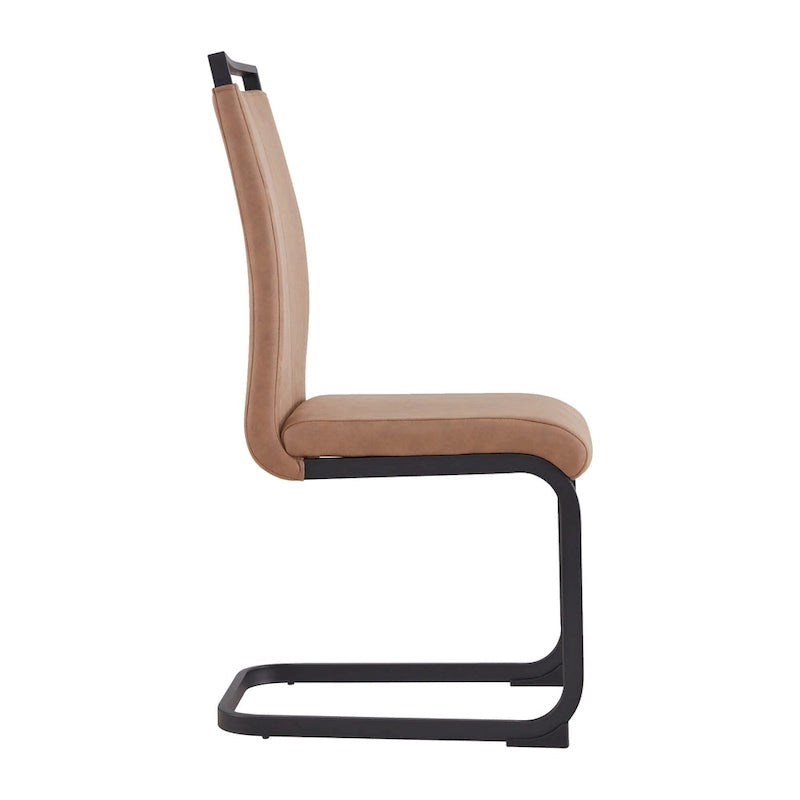 Dining Chair with C-shaped Chrome Metal Legs(Set of 4)