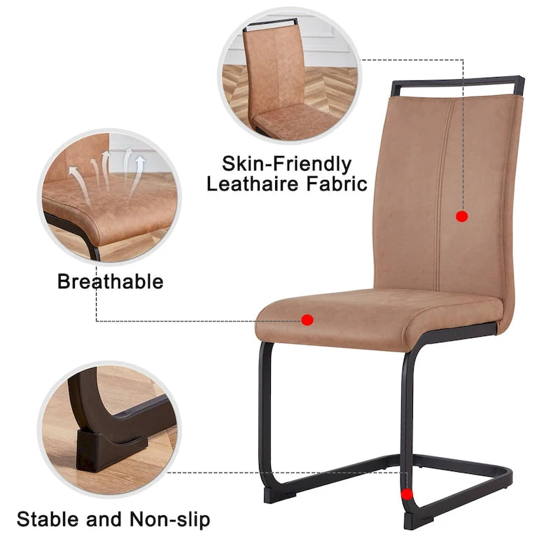 Dining Chair with C-shaped Chrome Metal Legs(Set of 4)