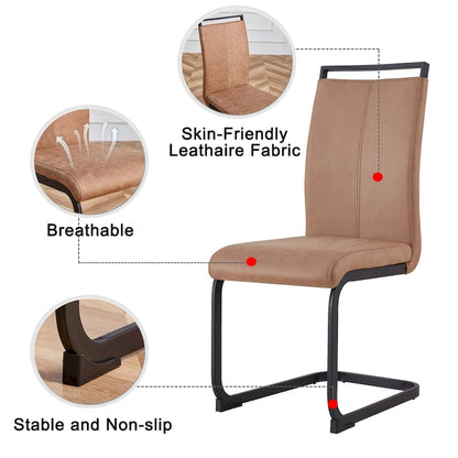 Dining Chair with C-shaped Chrome Metal Legs(Set of 4)