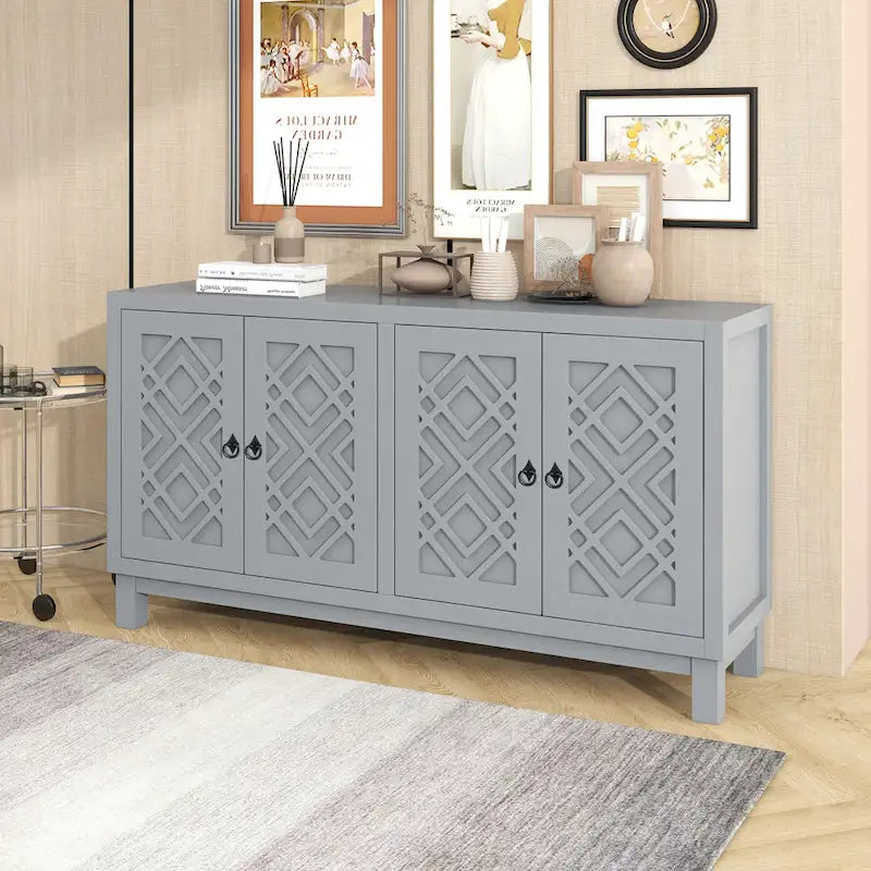 4 Door Buffet Cabinet Large Storage Space Sideboard Living Room Dining Room