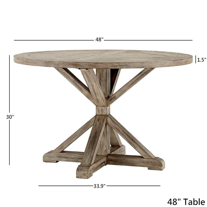 Benchwright Round Antique Grey Oak Dining Table by iNSPIRE Q Artisan