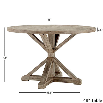 Benchwright Round Antique Grey Oak Dining Table by iNSPIRE Q Artisan