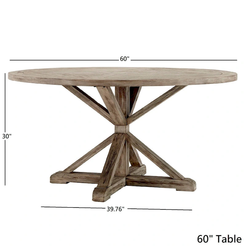 Benchwright Round Antique Grey Oak Dining Table by iNSPIRE Q Artisan