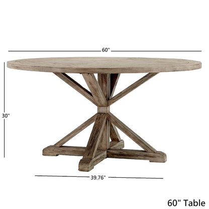 Benchwright Round Antique Grey Oak Dining Table by iNSPIRE Q Artisan