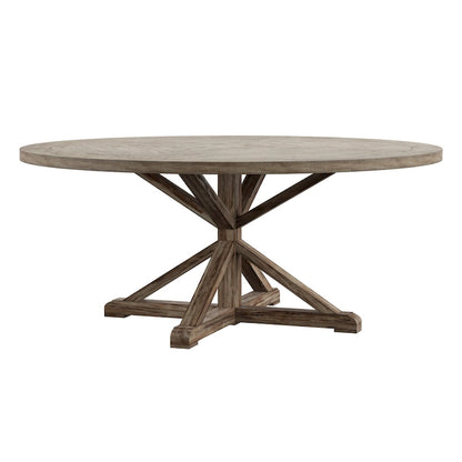 Benchwright Round Antique Grey Oak Dining Table by iNSPIRE Q Artisan