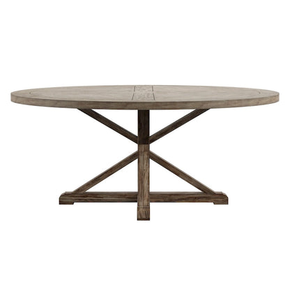 Benchwright Round Antique Grey Oak Dining Table by iNSPIRE Q Artisan