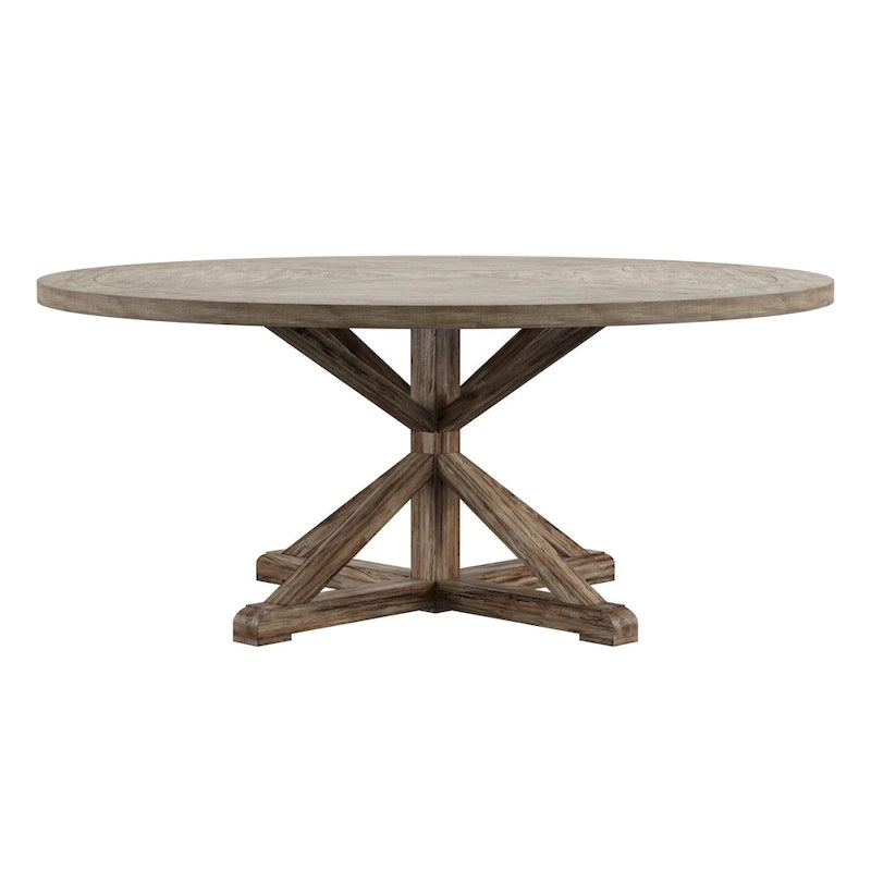 Benchwright Round Antique Grey Oak Dining Table by iNSPIRE Q Artisan