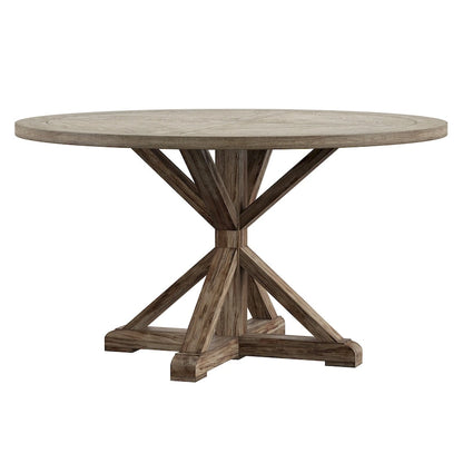 Benchwright Round Antique Grey Oak Dining Table by iNSPIRE Q Artisan