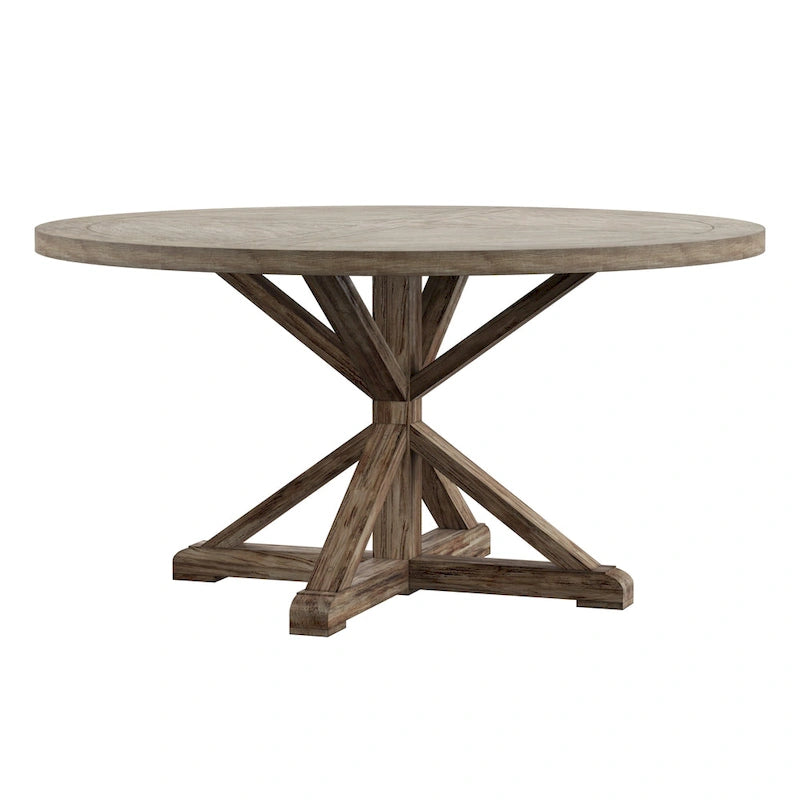 Benchwright Round Antique Grey Oak Dining Table by iNSPIRE Q Artisan