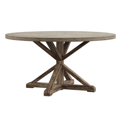Benchwright Round Antique Grey Oak Dining Table by iNSPIRE Q Artisan