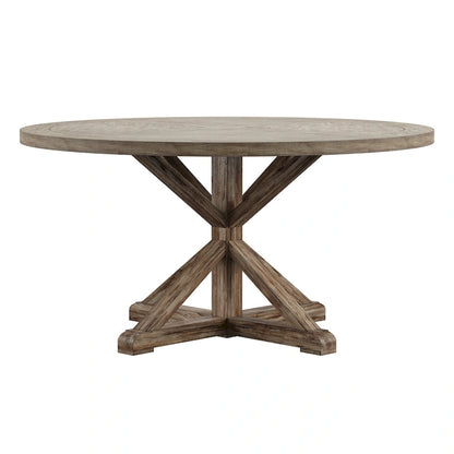 Benchwright Round Antique Grey Oak Dining Table by iNSPIRE Q Artisan