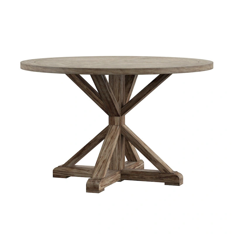 Benchwright Round Antique Grey Oak Dining Table by iNSPIRE Q Artisan
