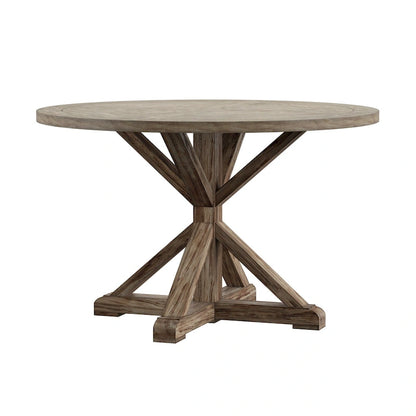 Benchwright Round Antique Grey Oak Dining Table by iNSPIRE Q Artisan