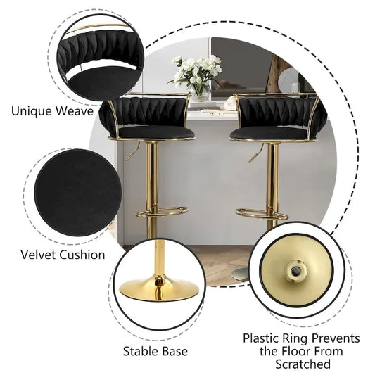 Modern Velvet AdjustableSwivel Bar Stools (Set of 4)