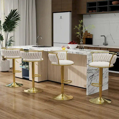 Modern Velvet AdjustableSwivel Bar Stools (Set of 4)