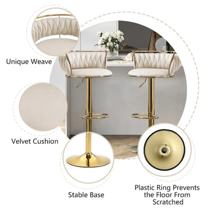 Modern Velvet AdjustableSwivel Bar Stools (Set of 4)