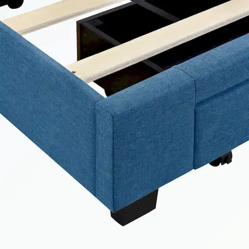 Queen Size Storage Bed Linen Upholstered Platform Bed with 3 Drawers