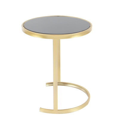 Metal Round Nesting Accent Table with Black Glass Top - Set of 3 Gold or Silver - Roche River Decor
