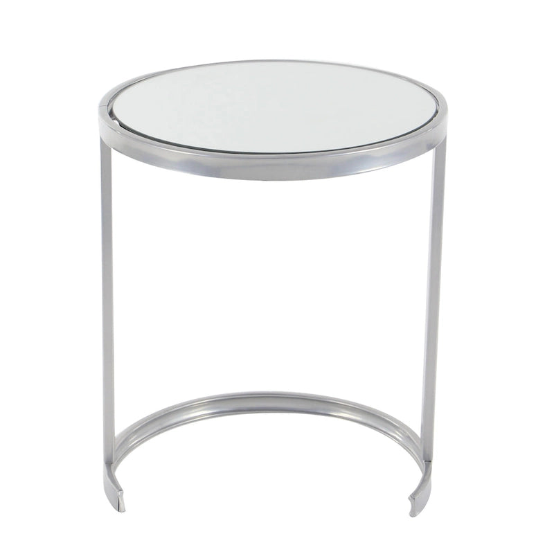Metal Round Nesting Accent Table with Black Glass Top - Set of 3 Gold or Silver - Roche River Decor