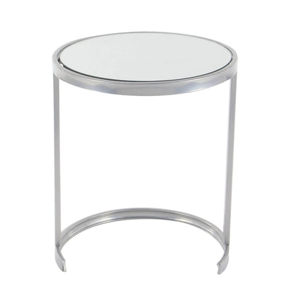 Metal Round Nesting Accent Table with Black Glass Top - Set of 3 Gold or Silver - Roche River Decor