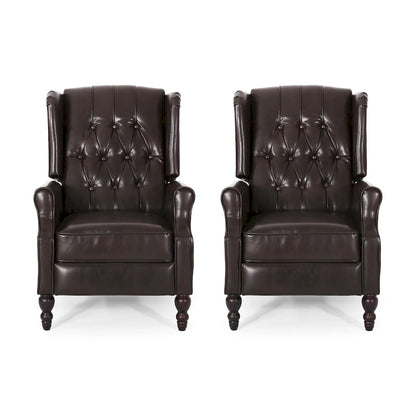 Walter Classic Tufted Bonded Leather Recliner Set (2-Piece) with Nailhead Trim by Christopher Knight Home