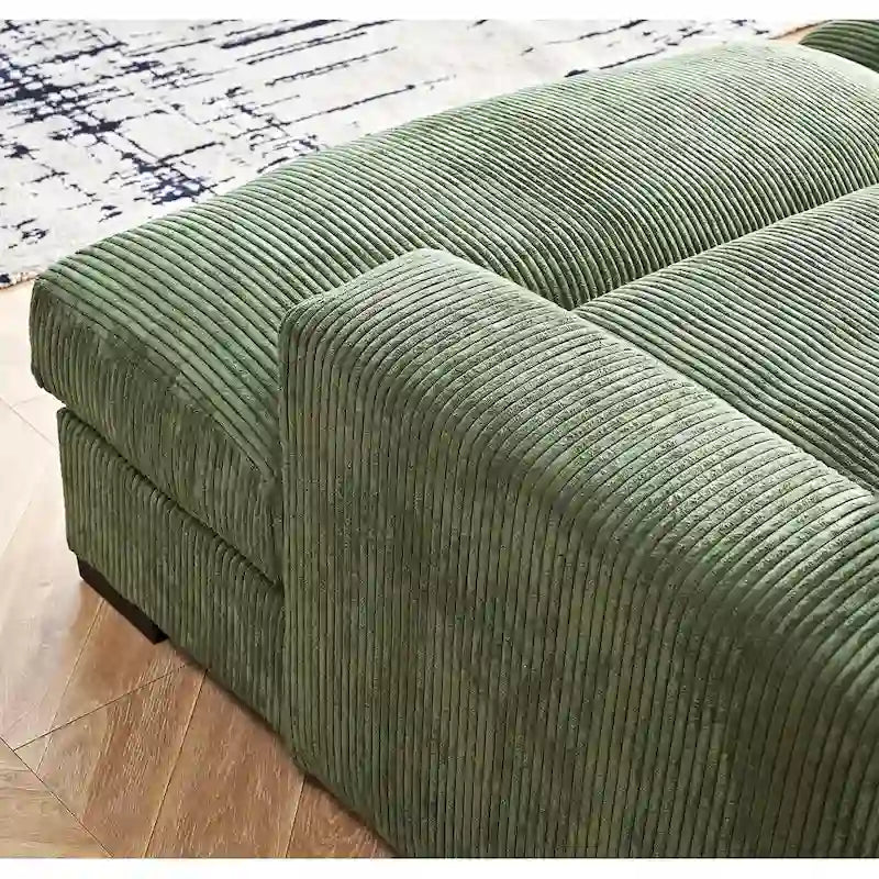 Luxe Sleeper Sofa Corduroy Upholstery Double Chaise Design Convertible to Twin Size Bed