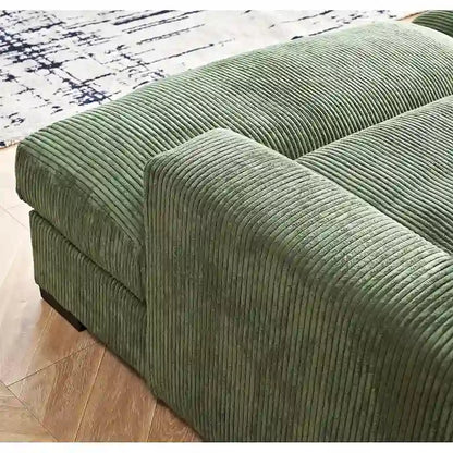 Luxe Sleeper Sofa Corduroy Upholstery Double Chaise Design Convertible to Twin Size Bed