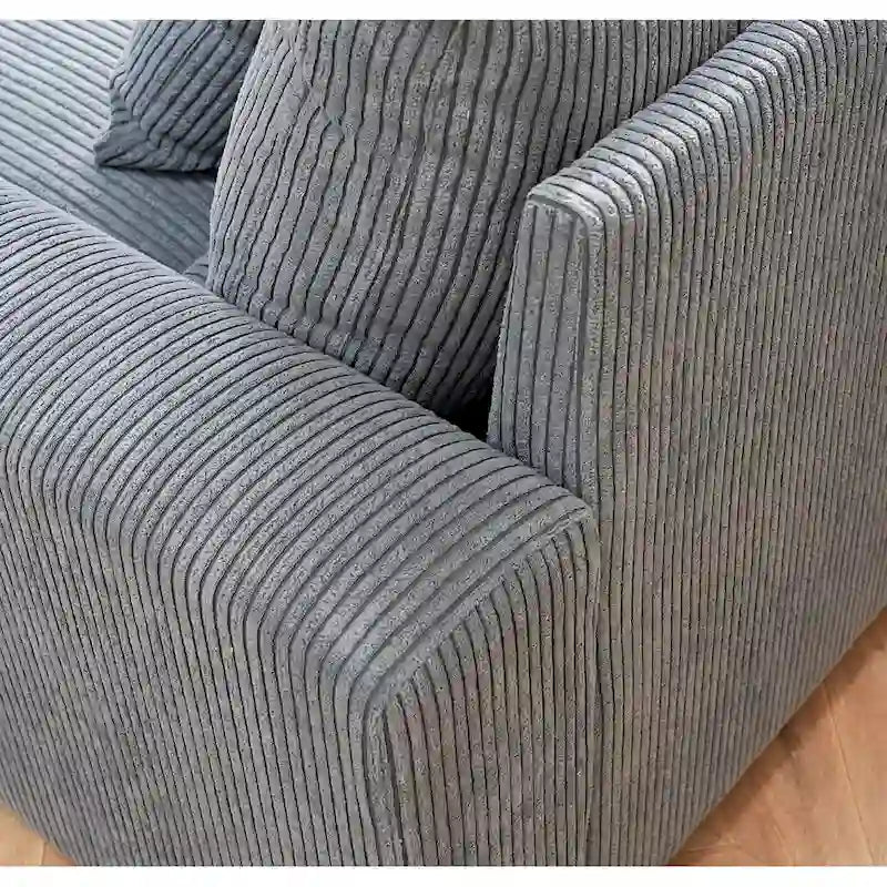 Luxe Sleeper Sofa Corduroy Upholstery Double Chaise Design Convertible to Twin Size Bed