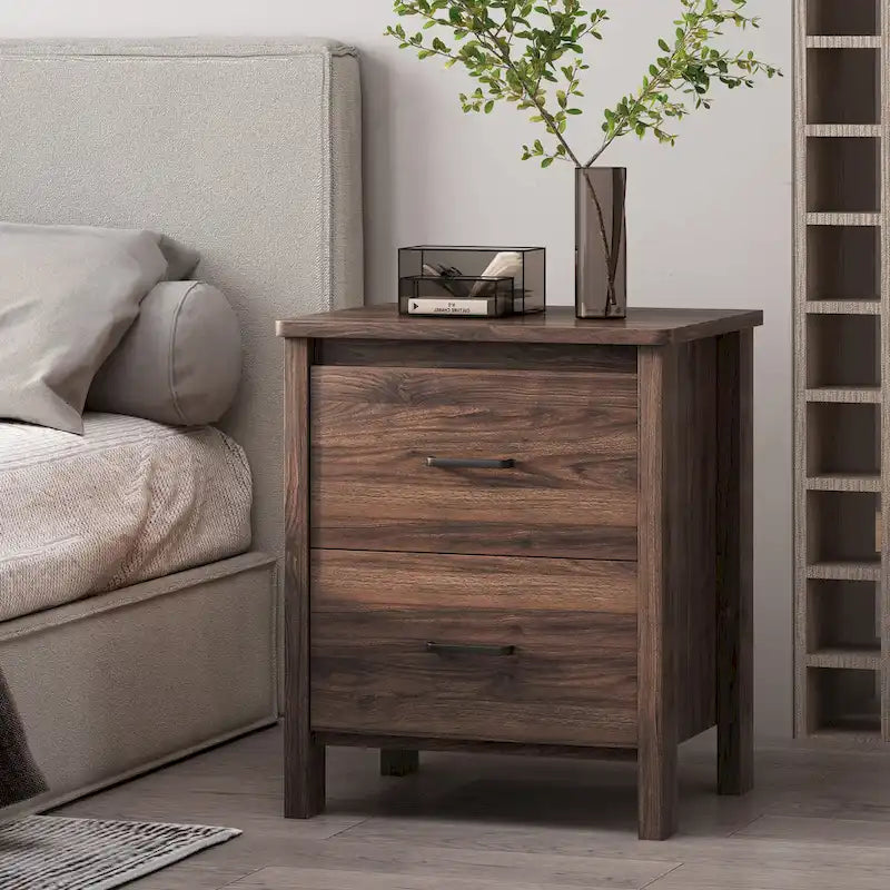 Olimont Contemporary 2 Drawer Nightstand by Christopher Knight Home