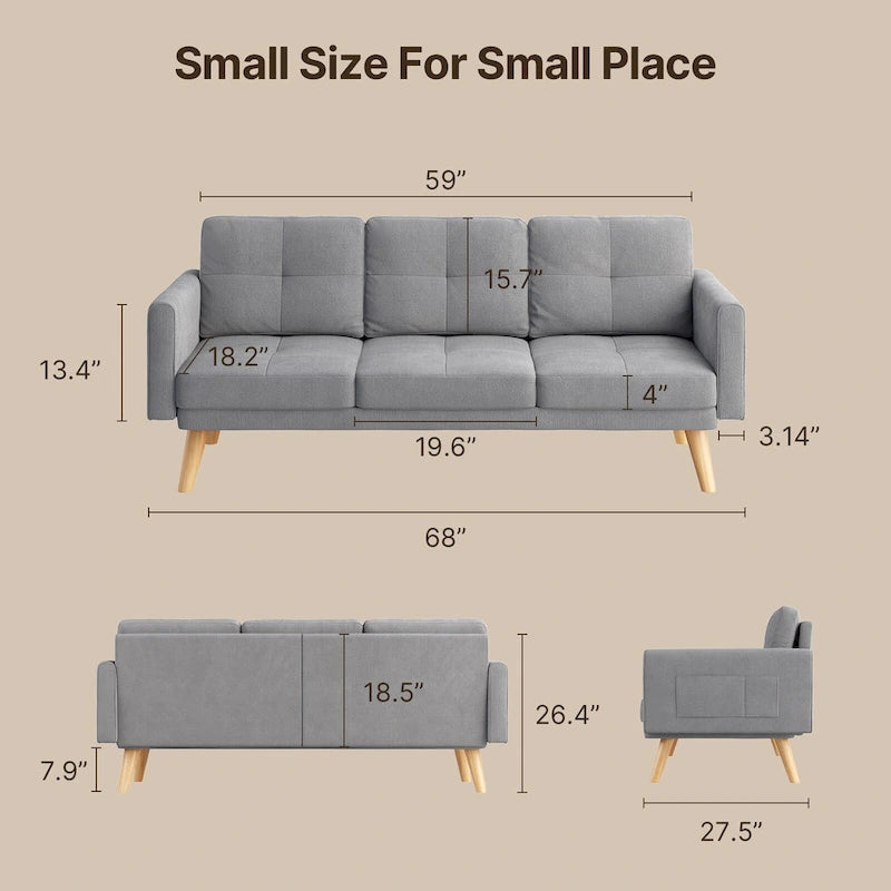 3 Seater Upholstered Living Room Sleeper Sofa, Recliner Sofa Bed with Backrest