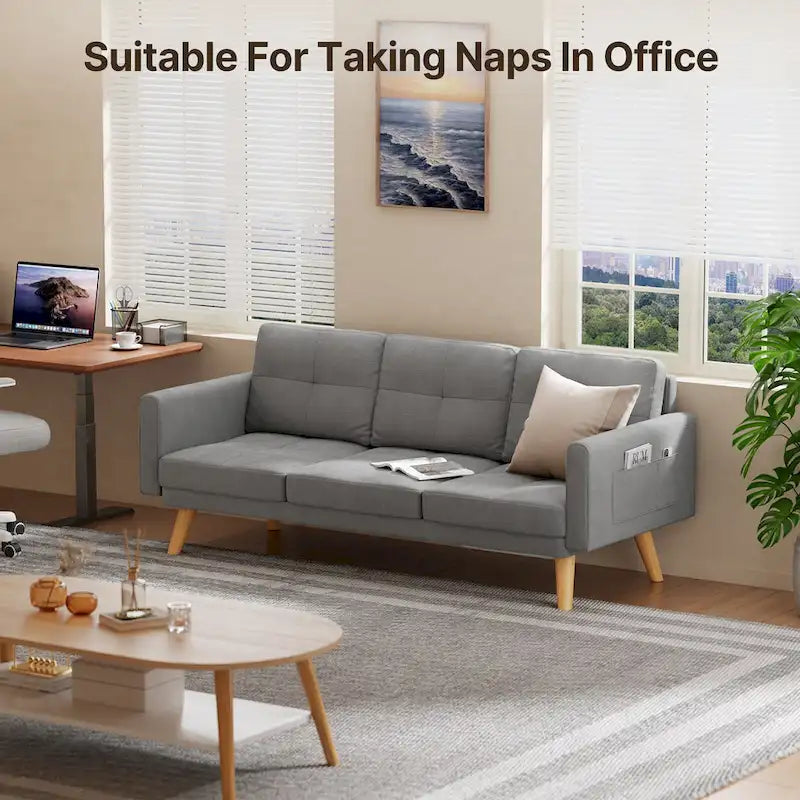 3 Seater Upholstered Living Room Sleeper Sofa, Recliner Sofa Bed with Backrest