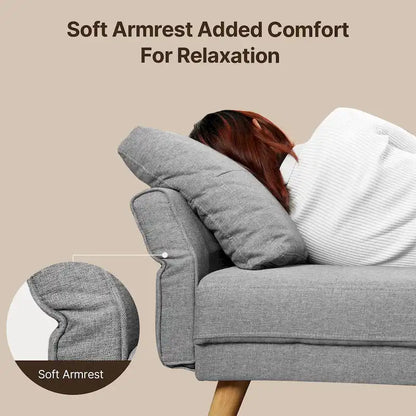 3 Seater Upholstered Living Room Sleeper Sofa, Recliner Sofa Bed with Backrest